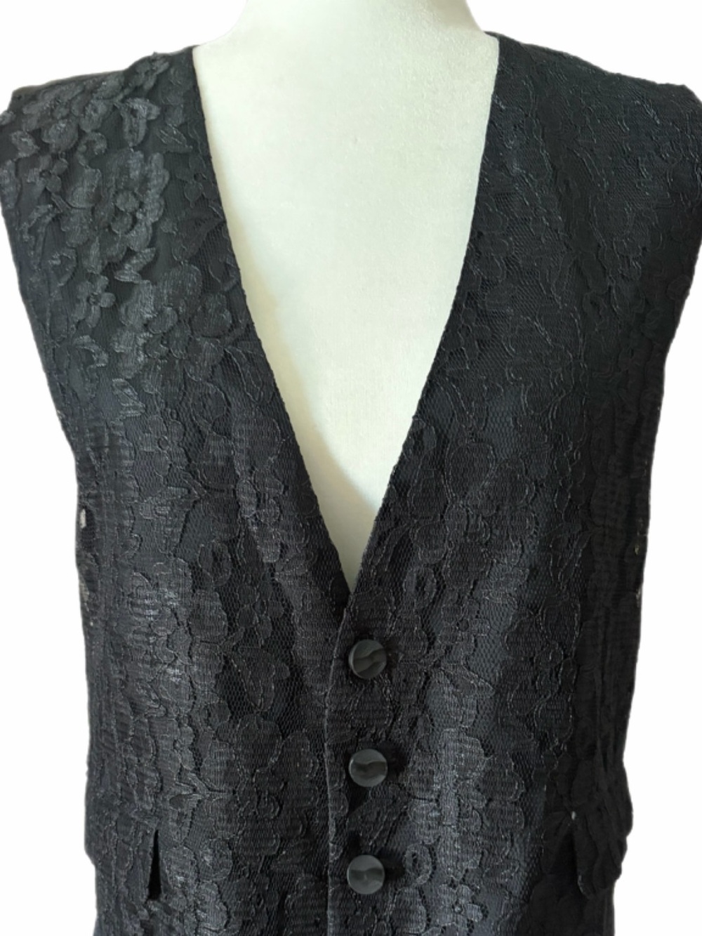 Vintage Virginia Slims V Wear Black Lace Vest One Size